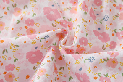 Baby Girl Short-Sleeved Floral Print Shell Shape Collar Pattern A Version Dress