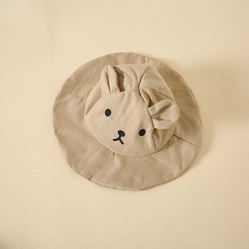 Baby Boys And Girls Stereoscopic Bear Sleeveless Straps Shorts With Sun Hat Sets In Summer