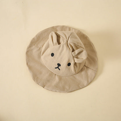 Baby Boys And Girls Stereoscopic Bear Sleeveless Straps Shorts With Sun Hat Sets In Summer