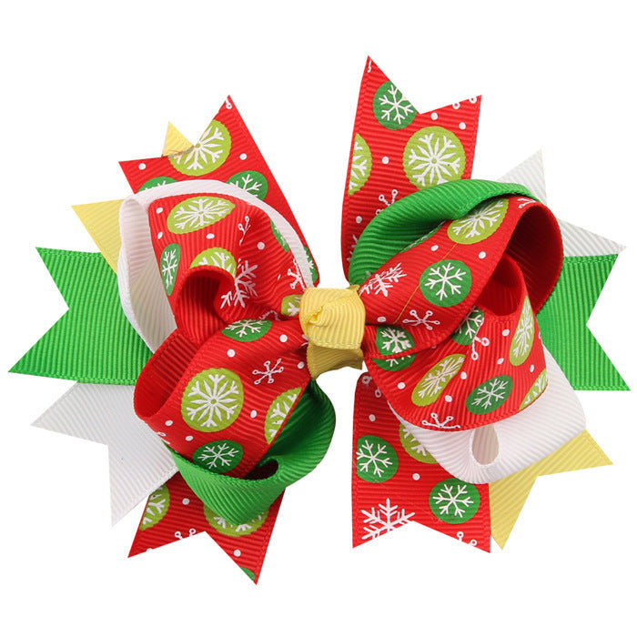 Christmas Various Pattern Dovetail Bow Shape Design Hair 5 Clips Festival Gift