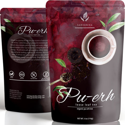 Puerh Tea, Loose Leaf, USDA Organic, Chinese Black, 55+ Cups – 4 Oz (113g)