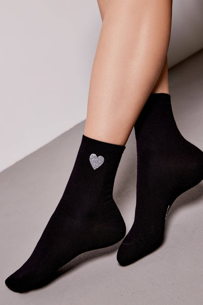 Cotton Socks Conte Classic 427 - Shimmering Heart Pattern