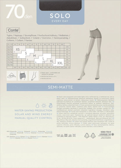 Tights Conte Solo 70 Den - Reinforced Torso