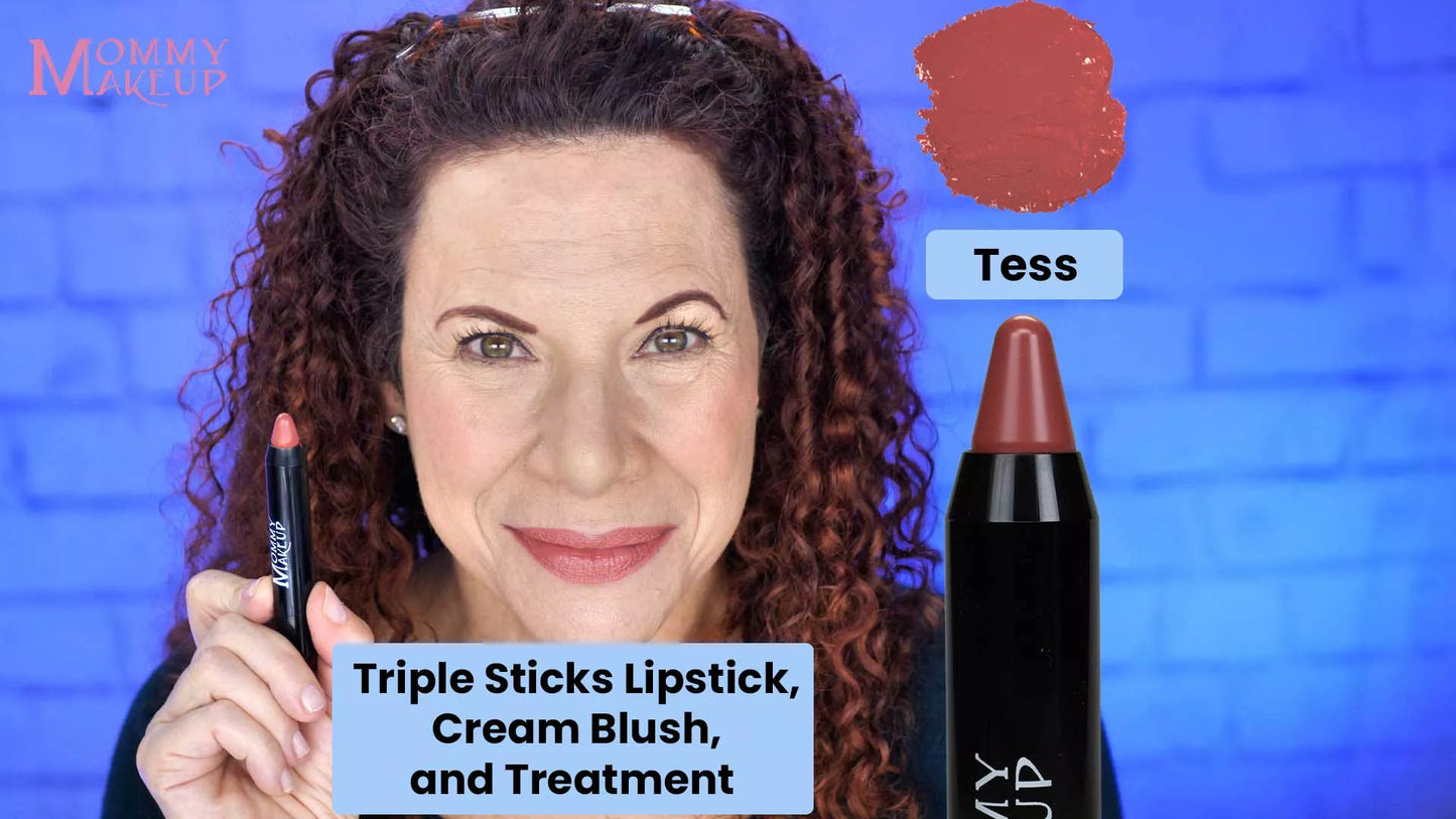 Triple Sticks Lipstick, Cream Blush, and Treatment in Tess
