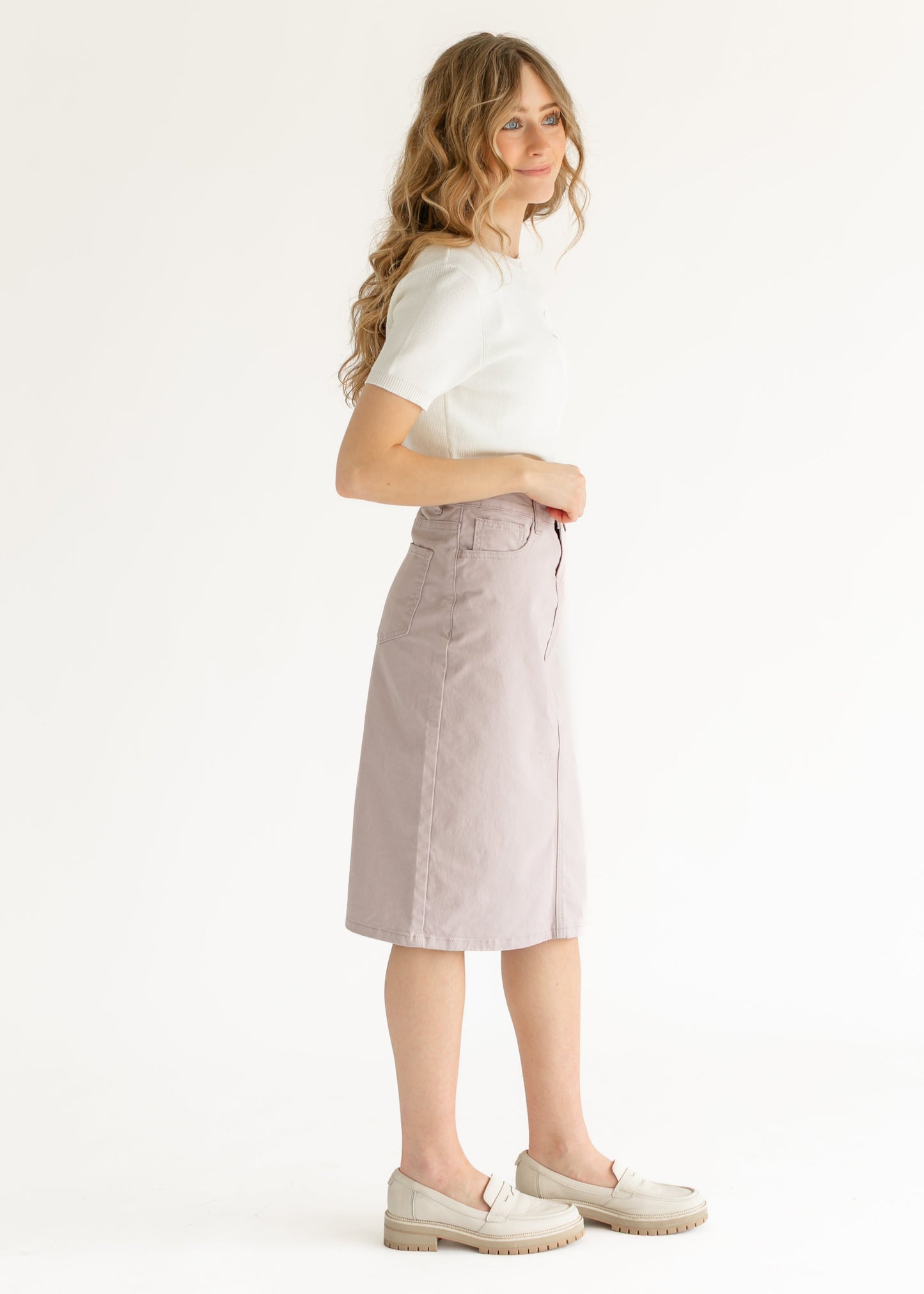 Remi Lilac Denim Midi Skirt - FINAL SALE