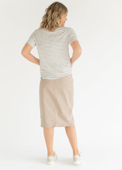 Remi Simply Taupe Denim Midi Skirt