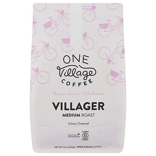 One Village Coffee: Coffee Villager Rich Medium Roast Whole Coffee Beans | Case of 6 x 12 Oz