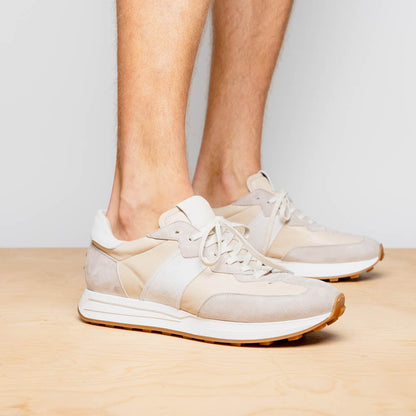 66-265-TPE ROXI Suede & Calfskin Sneaker, Taupe