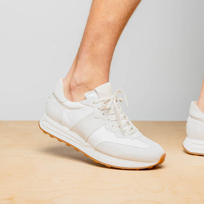 66-265-WHT ROXI Suede & Calfskin Sneaker, White