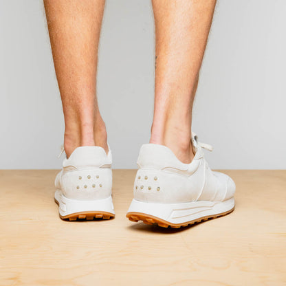 66-265-WHT ROXI Suede & Calfskin Sneaker, White