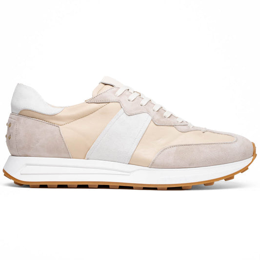 66-265-TPE ROXI Suede & Calfskin Sneaker, Taupe