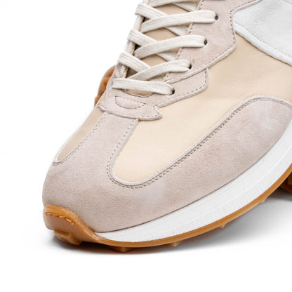 66-265-TPE ROXI Suede & Calfskin Sneaker, Taupe