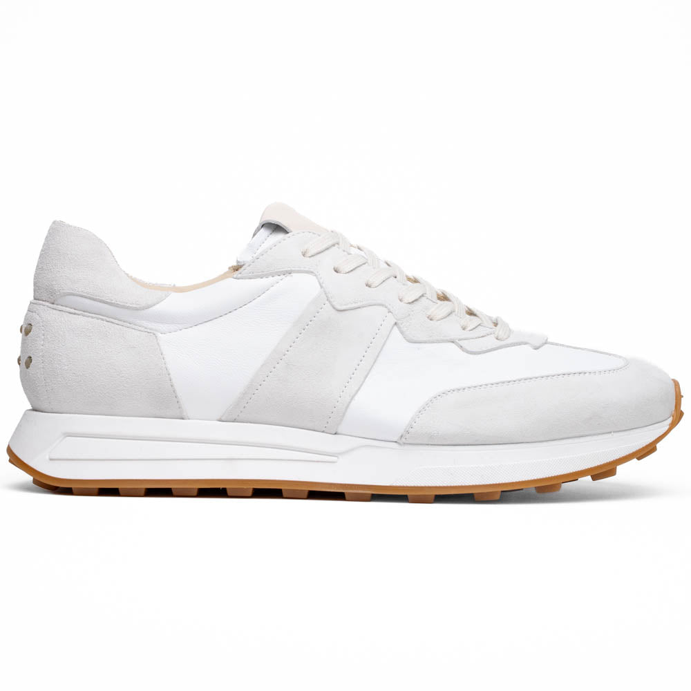 66-265-WHT ROXI Suede & Calfskin Sneaker, White