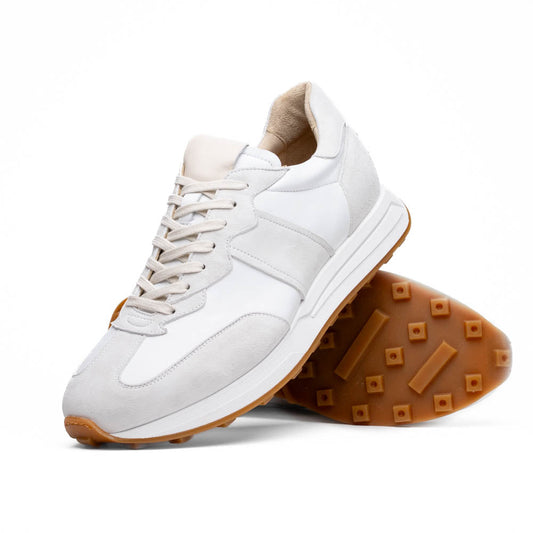 66-265-WHT ROXI Suede & Calfskin Sneaker, White