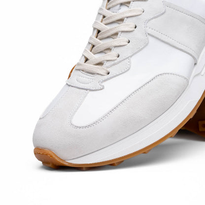 66-265-WHT ROXI Suede & Calfskin Sneaker, White