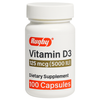 Rugby Vitamin D3 Dietary Supplement, 5000 IU
