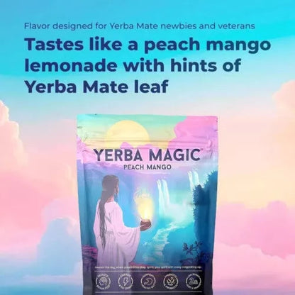Yerba Mate Instant  Powder, 3-in-1 Super Drink - Clean Energy, Brain Fog Buster, and Gut Health Powered by Nootropics, Prebiotics and Probiotics | Yerba Magic Peach Mango 30 Servings