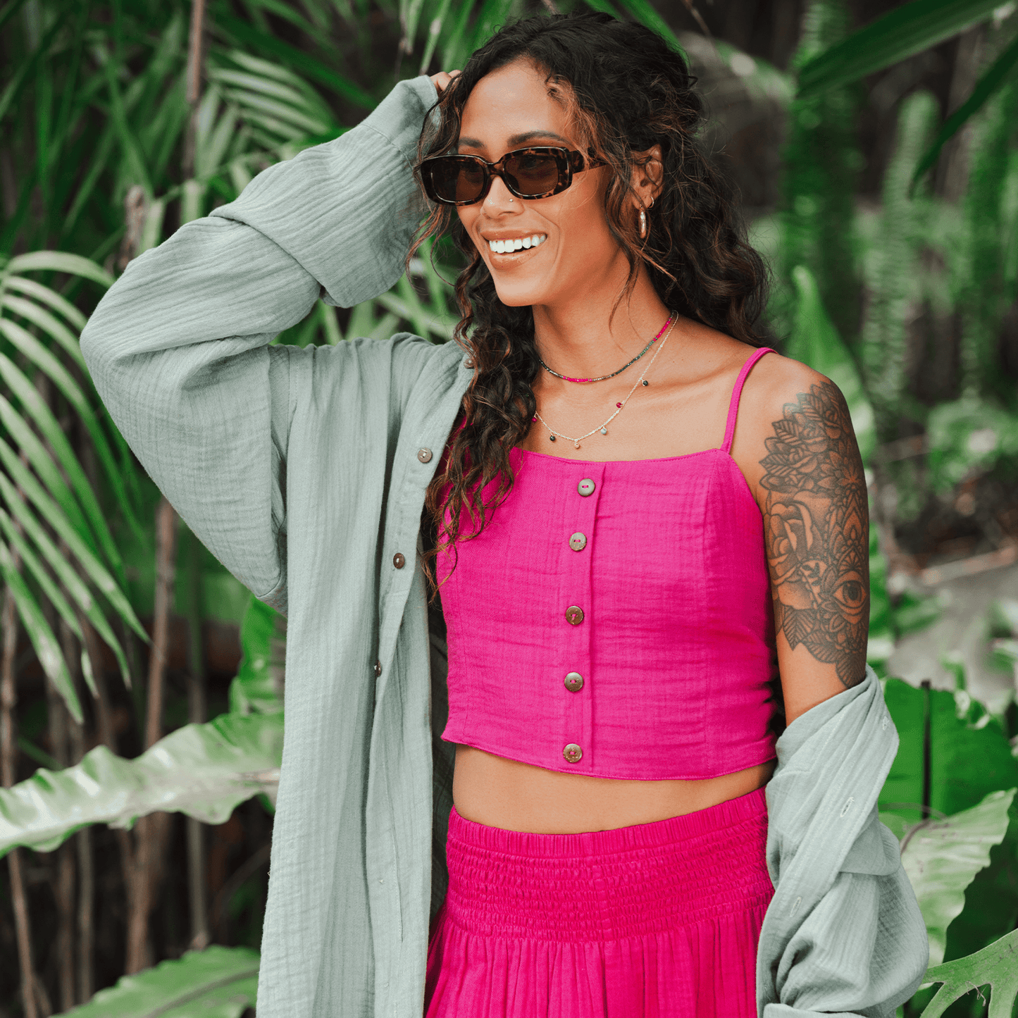 Sage Boyfriend Button Up