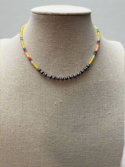 Seed Bead with Faux Navajo Pearl - 13 inch Choker - Deal of the Day!