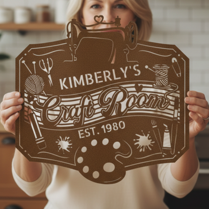 Craft Room Custom Metal Sign – Tailored for Sewing, Quilting, or Crochet