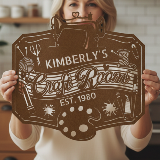 Craft Room Custom Metal Sign – Tailored for Sewing, Quilting, or Crochet