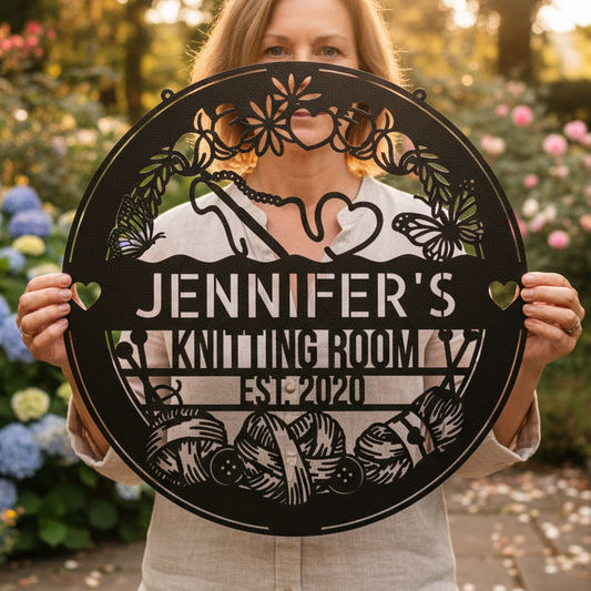 Crochet Craft Room Custom Metal Sign – Unique Decor for Yarn Lovers