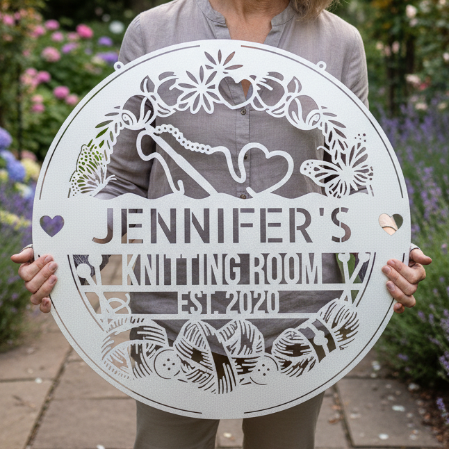 Crochet Craft Room Custom Metal Sign – Unique Decor for Yarn Lovers