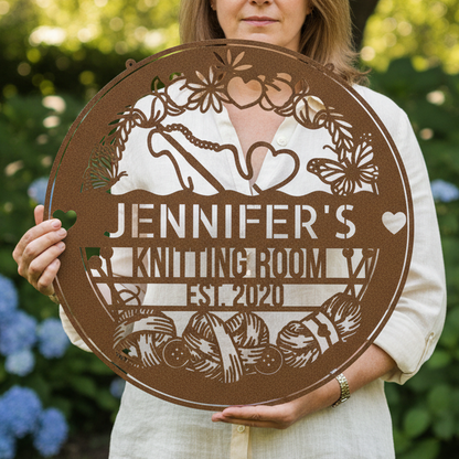 Crochet Craft Room Custom Metal Sign – Unique Decor for Yarn Lovers
