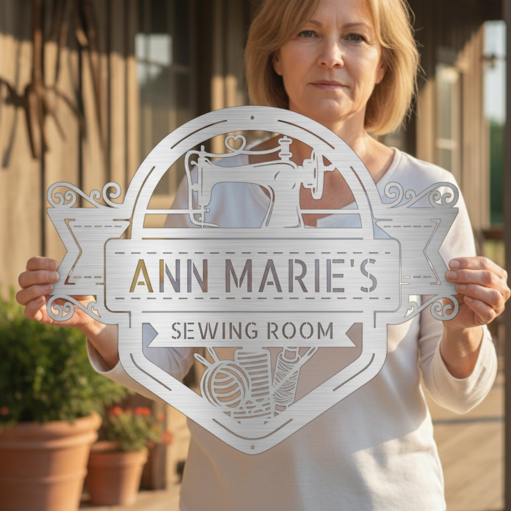Custom Metal Sign for Quilting & Sewing Craft Rooms
