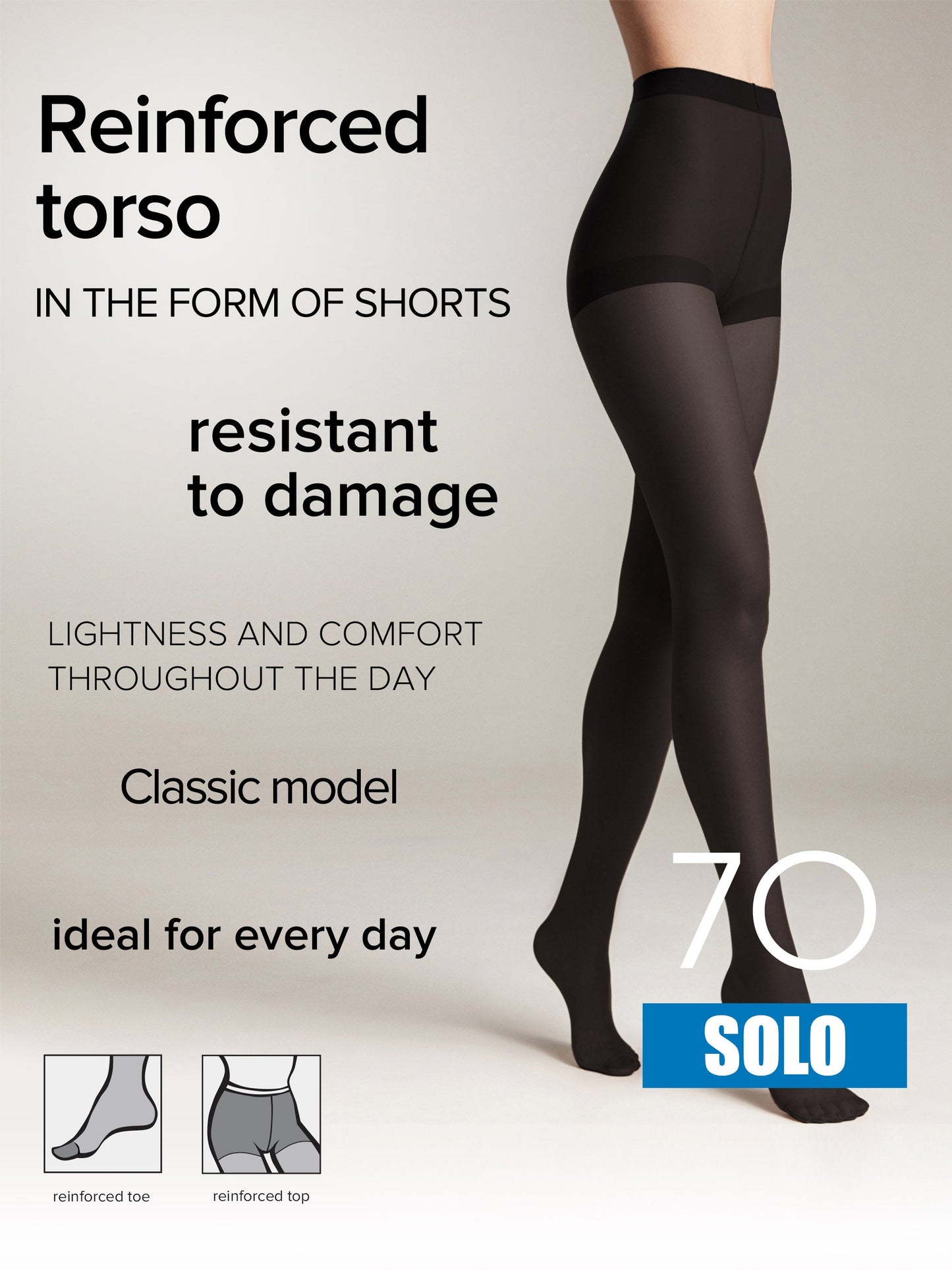 Tights Conte Solo 70 Den - Reinforced Torso