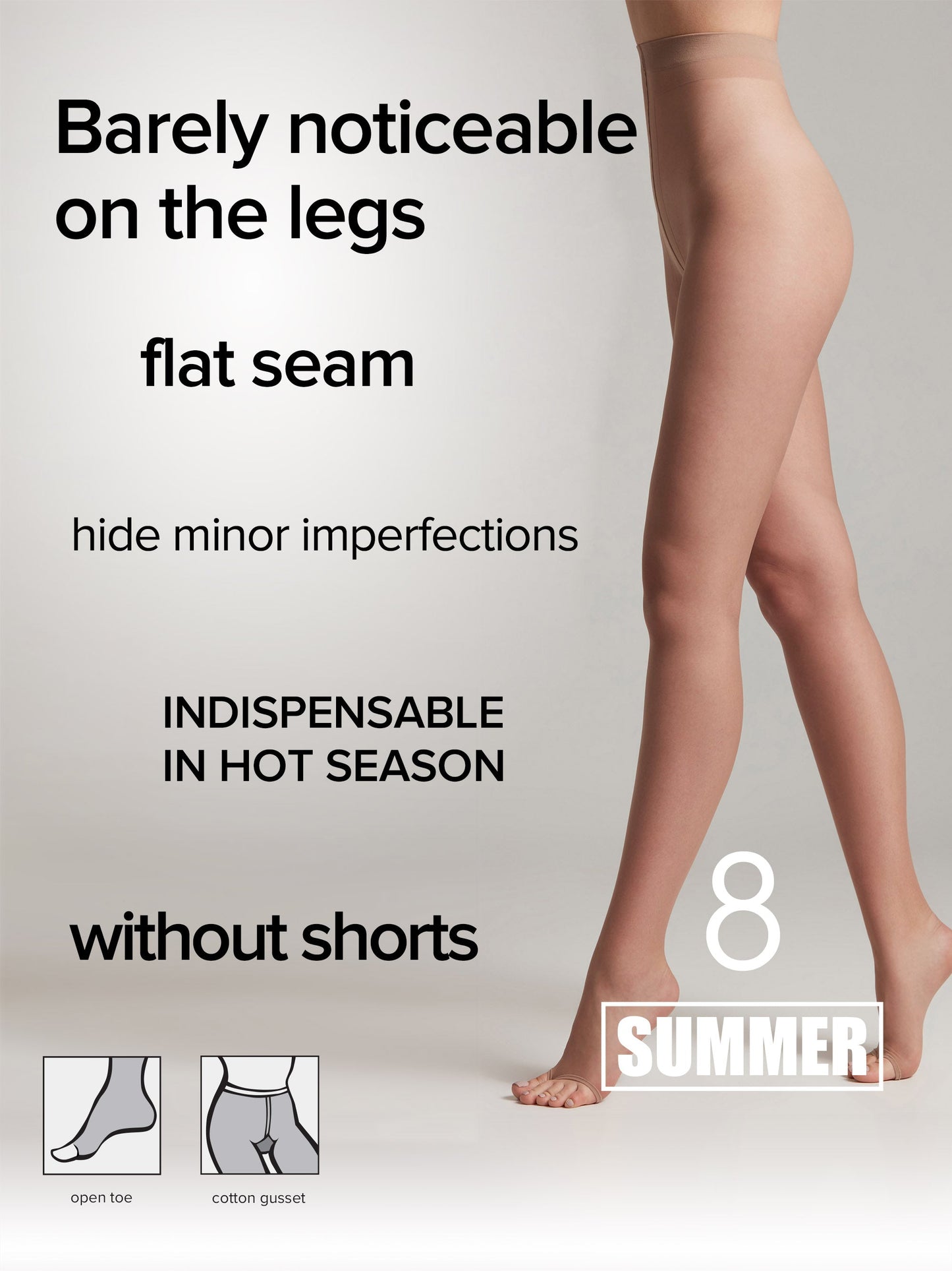Tights Conte Summer 8 Den - Ultra Sheer with an Open Toe