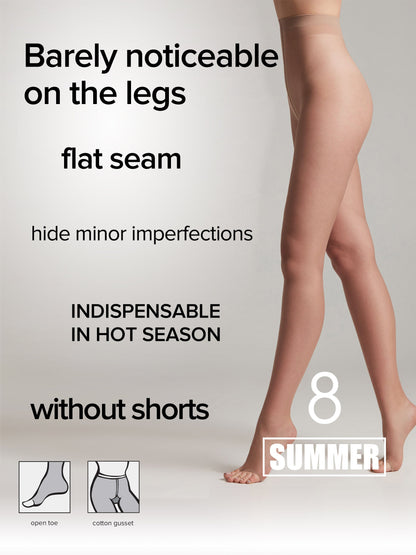 Tights Conte Summer 8 Den - Ultra Sheer with an Open Toe