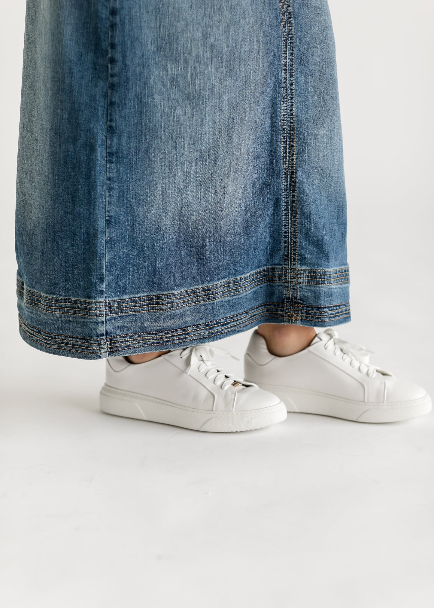 Sutton Side Zip A-line Denim Maxi Skirt - FINAL SALE