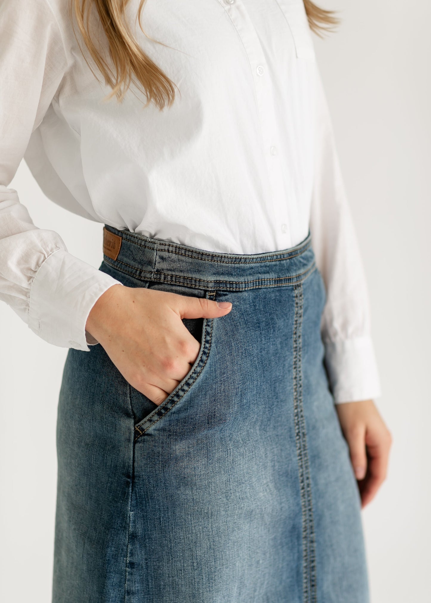 Sutton Side Zip A-line Denim Maxi Skirt - FINAL SALE