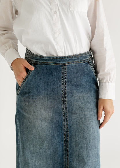 Sutton Side Zip A-line Denim Maxi Skirt - FINAL SALE