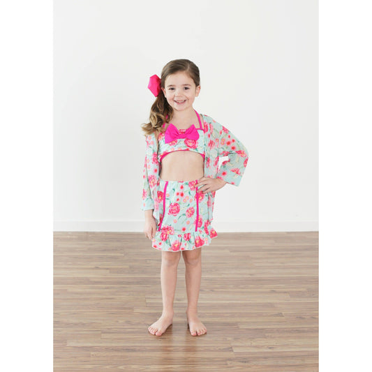 Vintage Girl 3 Piece Floral Swimsuit