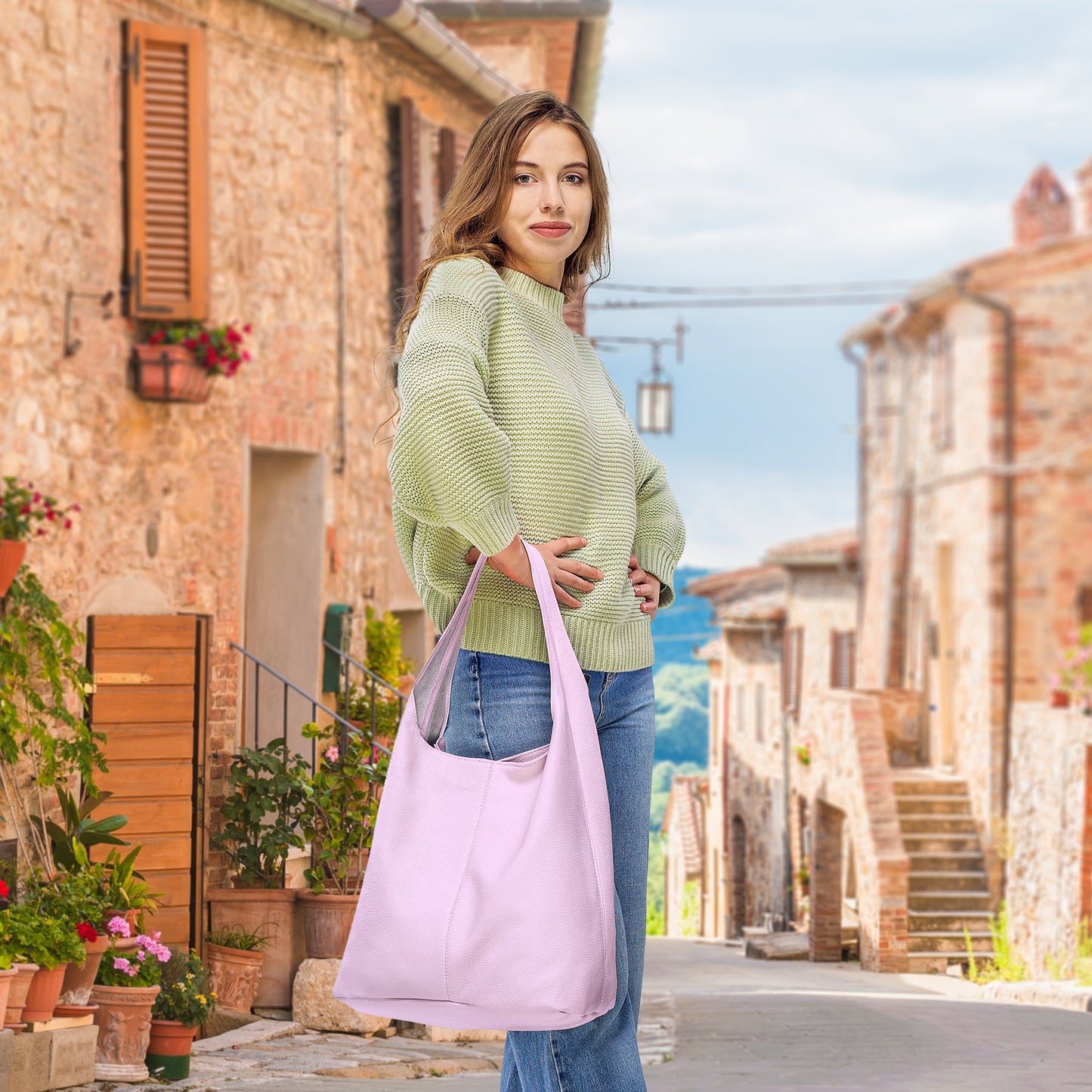 Calf Leather Hobo Bag