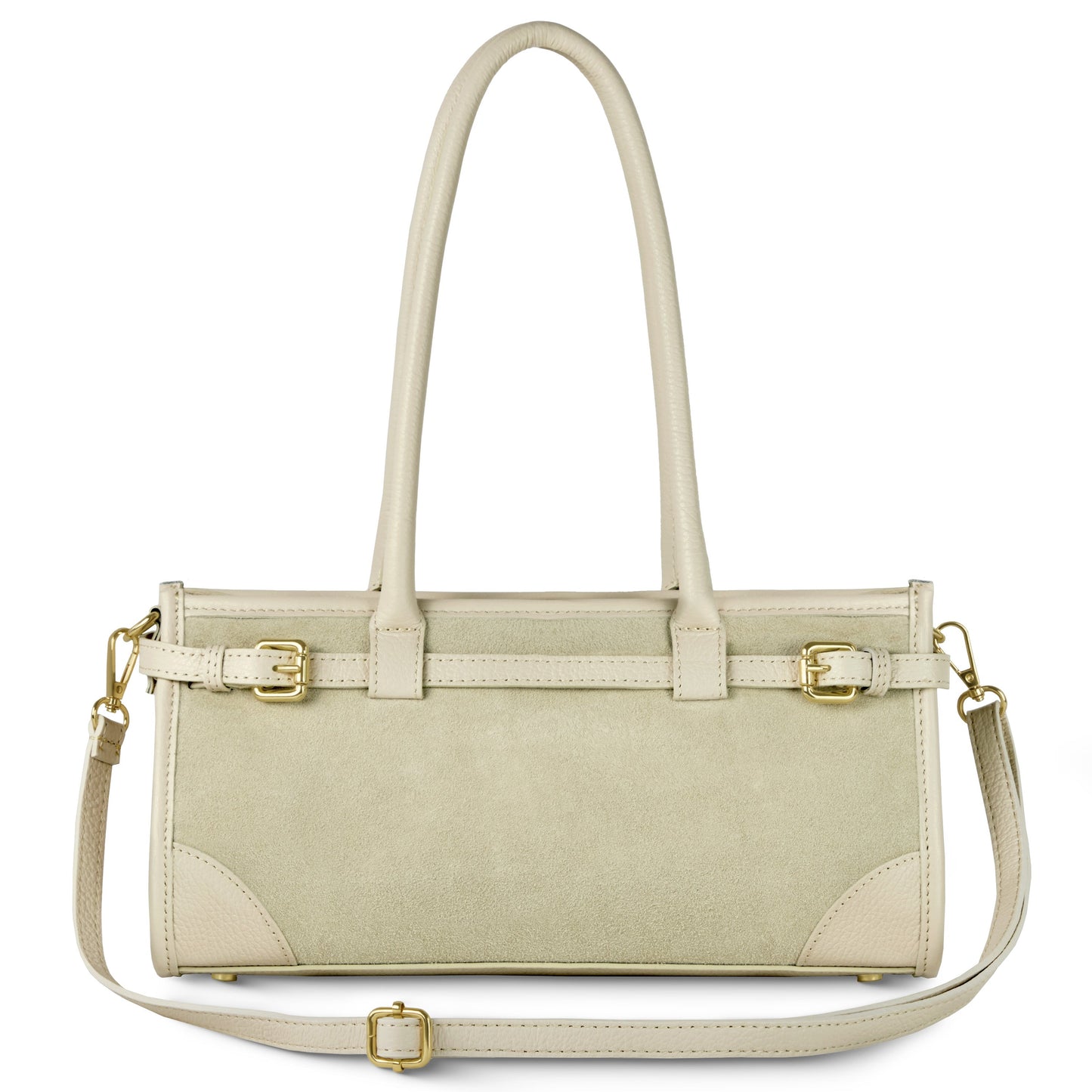 Calf & Suede Leather Top-Handle Bag