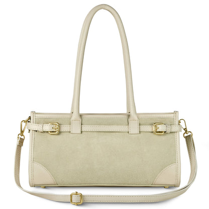 Calf & Suede Leather Top-Handle Bag