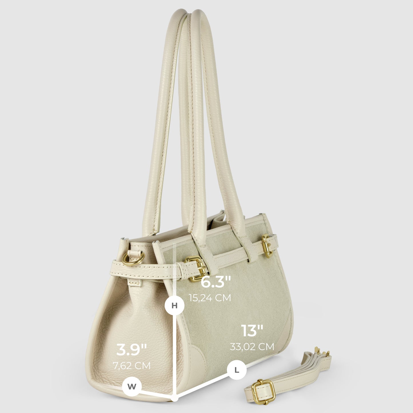 Calf & Suede Leather Top-Handle Bag