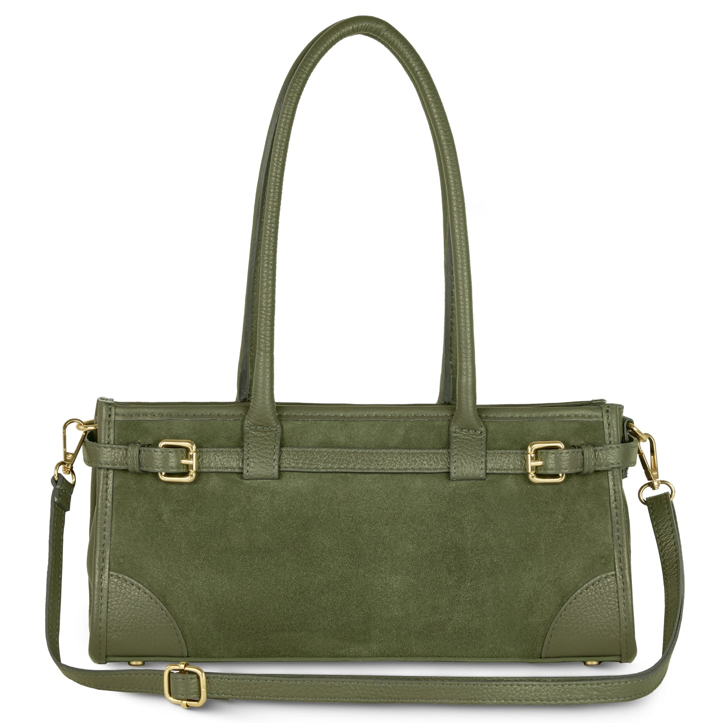 Calf & Suede Leather Top-Handle Bag