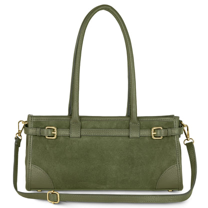 Calf & Suede Leather Top-Handle Bag