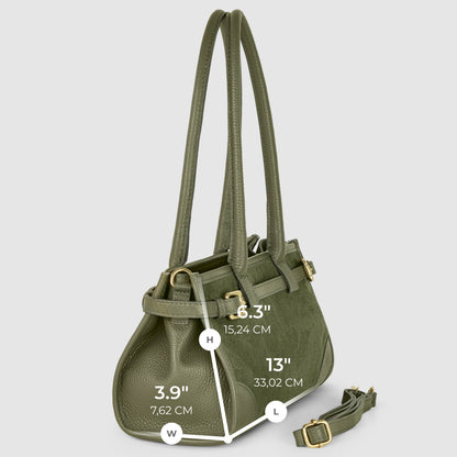 Calf & Suede Leather Top-Handle Bag