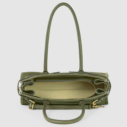 Calf & Suede Leather Top-Handle Bag