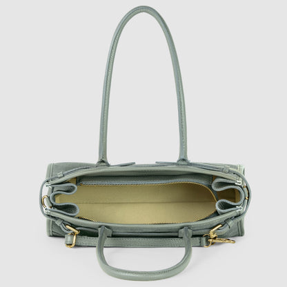 Calf & Suede Leather Top-Handle Bag