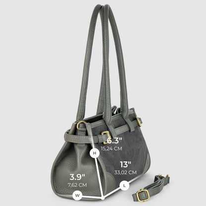 Calf & Suede Leather Top-Handle Bag