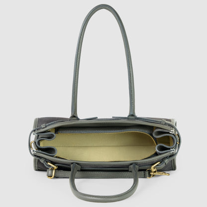 Calf & Suede Leather Top-Handle Bag