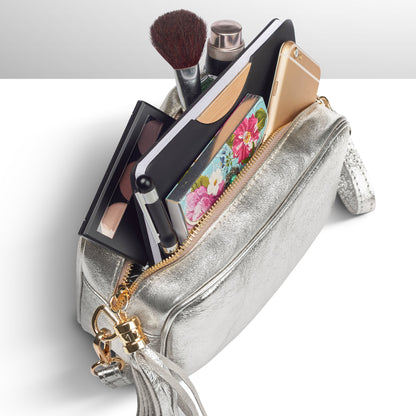 Metallic Suede Leather Crossbody Bag