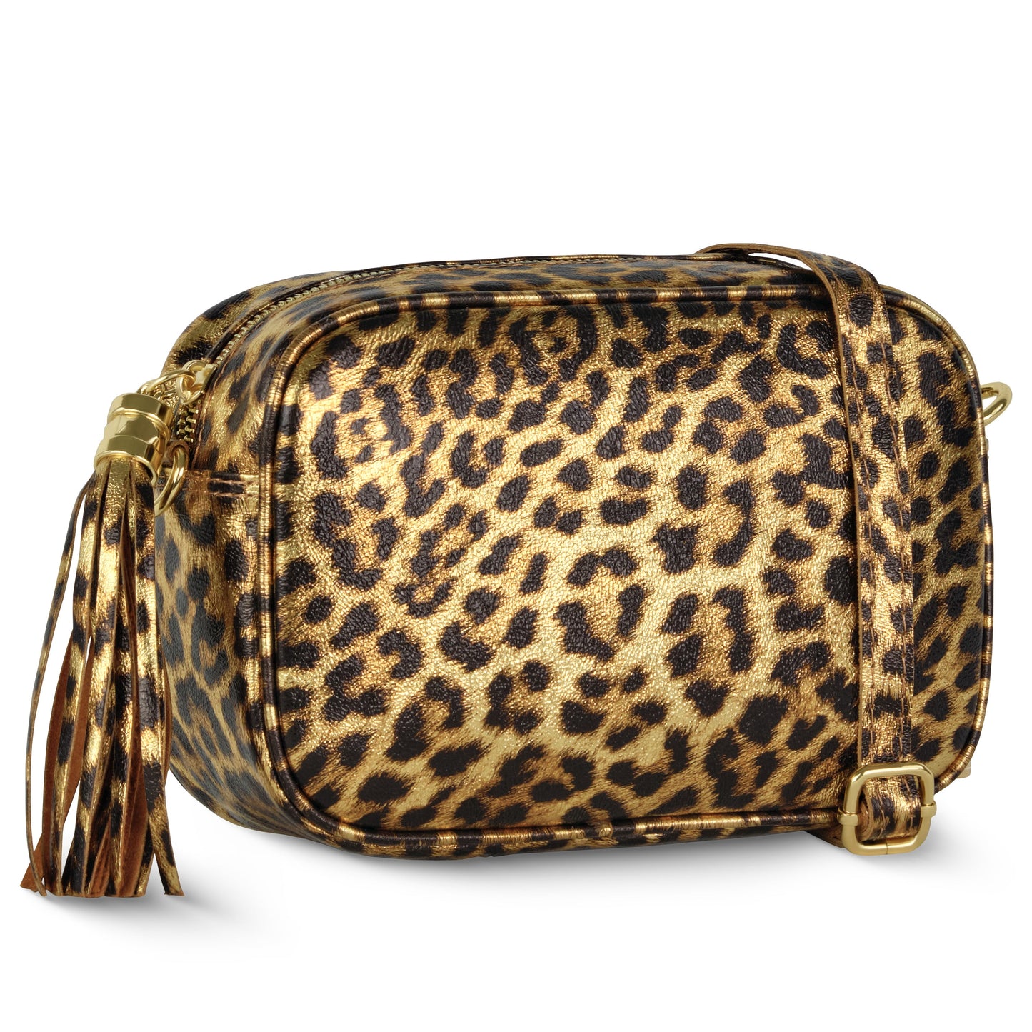 Leopard Metallic Suede Leather Crossbody Bag