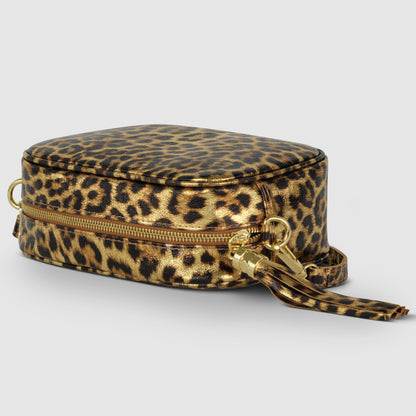 Leopard Metallic Suede Leather Crossbody Bag
